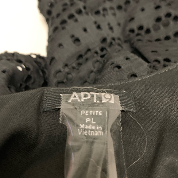 Apt 9 Women's Eyelet Detail Short Sleeve Peplum Flounce Stretch Blouse Black PL - Picture 4 of 8